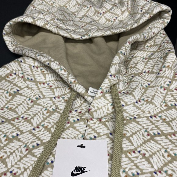 Nike Essentials AOP Fleece Men's Sizes Hoodie Limestone DM6911-250 - Picture 4 of 7